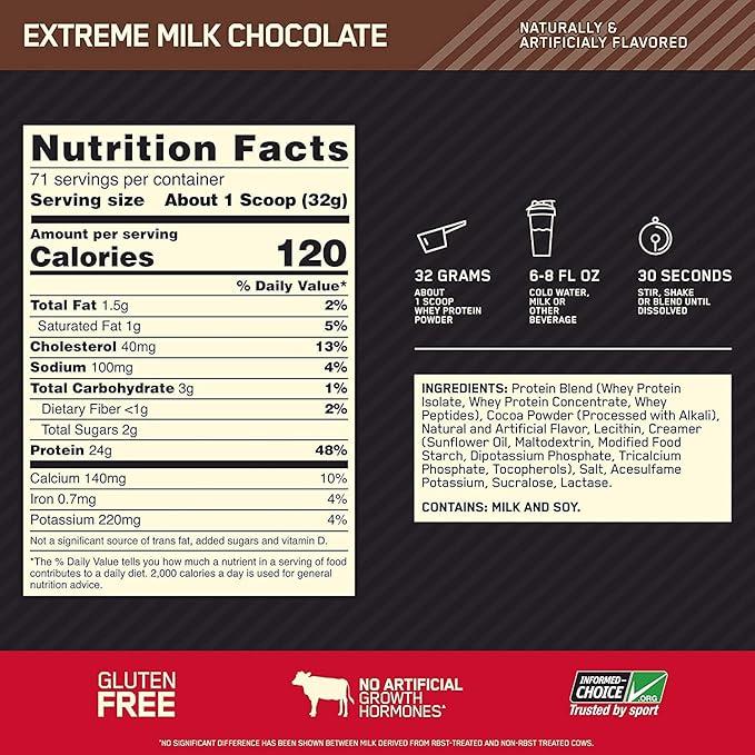 Optimum Nutrition Gold Standard 100% Whey 5 lb – Extreme Milk Chocolate